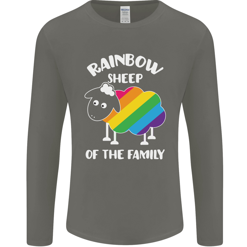 LGBT Rainbow Sheep Funny Gay Pride Day Mens Long Sleeve T-Shirt Charcoal