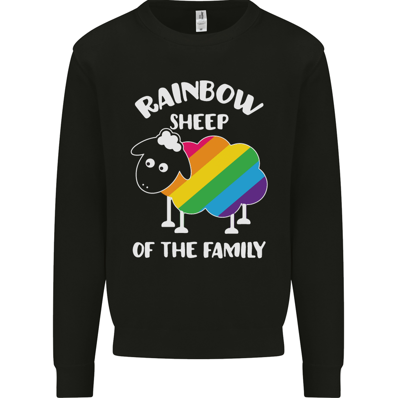 LGBT Rainbow Sheep Funny Gay Pride Day Mens Sweatshirt Jumper Black