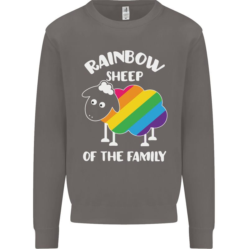 LGBT Rainbow Sheep Funny Gay Pride Day Mens Sweatshirt Jumper Charcoal