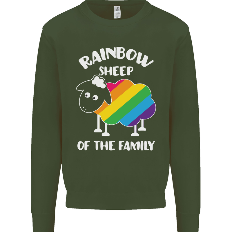 LGBT Rainbow Sheep Funny Gay Pride Day Mens Sweatshirt Jumper Forest Green