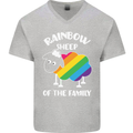 LGBT Rainbow Sheep Funny Gay Pride Day Mens V-Neck Cotton T-Shirt Sports Grey