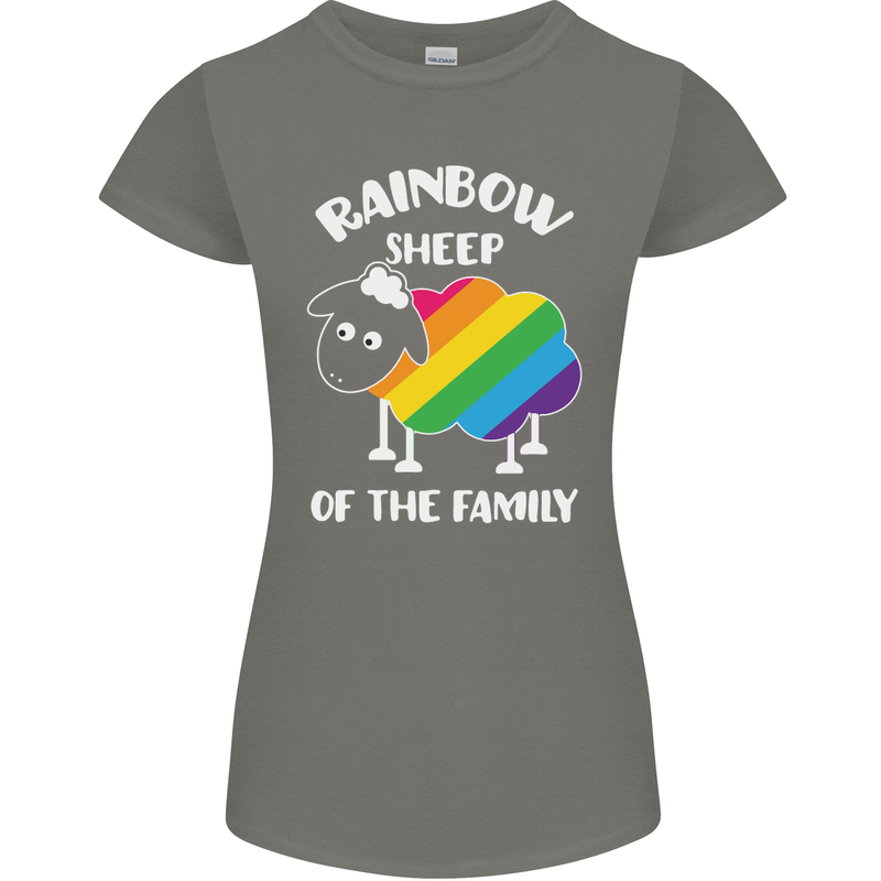 LGBT Rainbow Sheep Funny Gay Pride Day Womens Petite Cut T-Shirt Charcoal