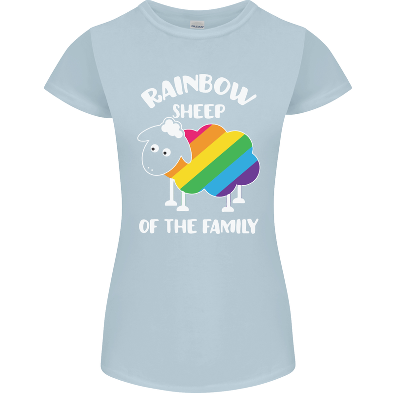 LGBT Rainbow Sheep Funny Gay Pride Day Womens Petite Cut T-Shirt Light Blue