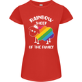 LGBT Rainbow Sheep Funny Gay Pride Day Womens Petite Cut T-Shirt Red
