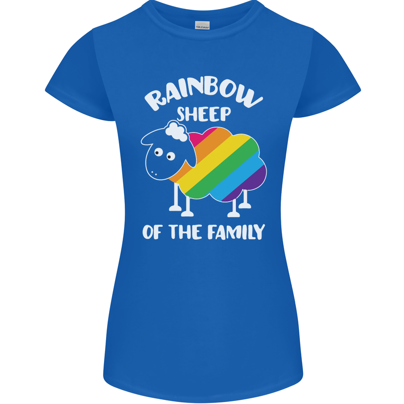 LGBT Rainbow Sheep Funny Gay Pride Day Womens Petite Cut T-Shirt Royal Blue