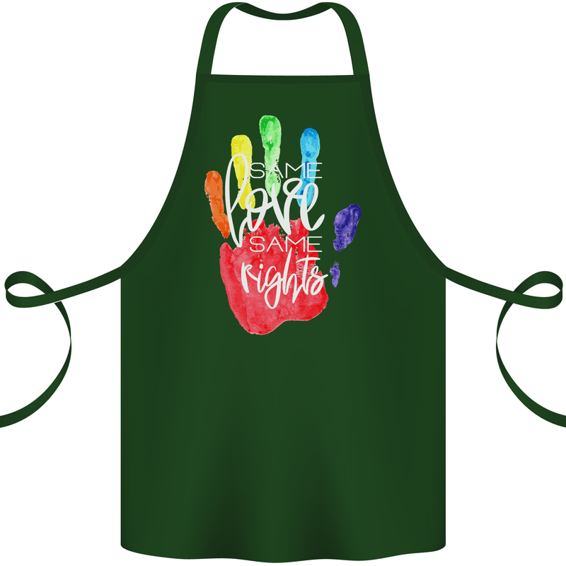 LGBT Same Love Same Rights Gay Pride Day Cotton Apron 100% Organic Forest Green
