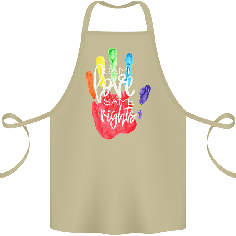 LGBT Same Love Same Rights Gay Pride Day Cotton Apron 100% Organic Khaki