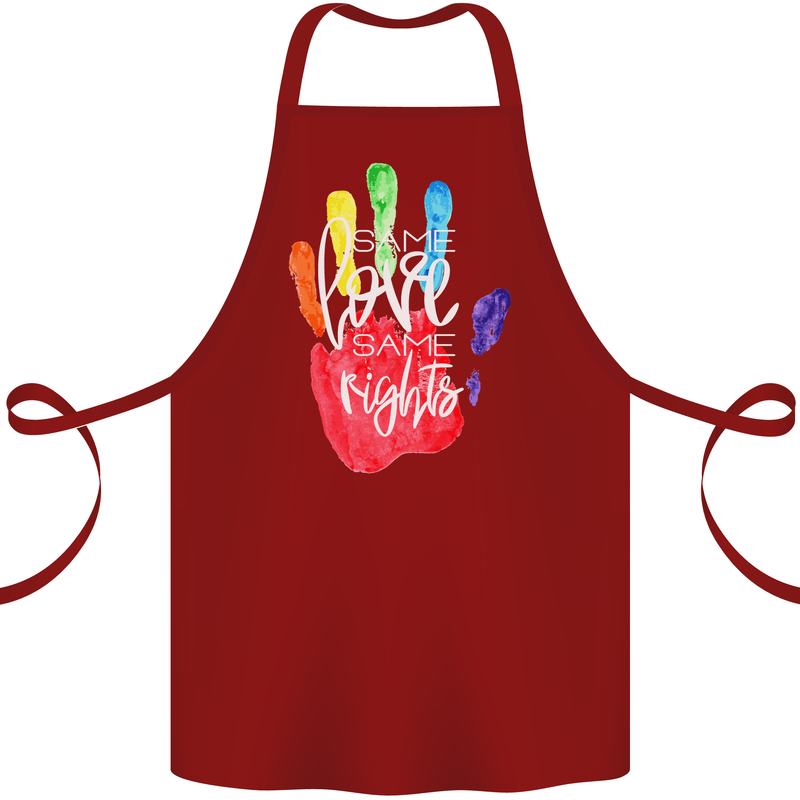 LGBT Same Love Same Rights Gay Pride Day Cotton Apron 100% Organic Maroon