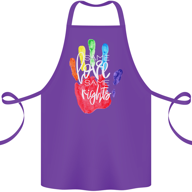 LGBT Same Love Same Rights Gay Pride Day Cotton Apron 100% Organic Purple