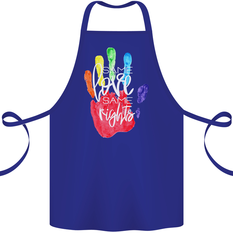 LGBT Same Love Same Rights Gay Pride Day Cotton Apron 100% Organic Royal Blue