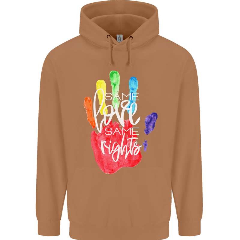 LGBT Same Love Same Rights Gay Pride Day Mens 80% Cotton Hoodie Caramel Latte