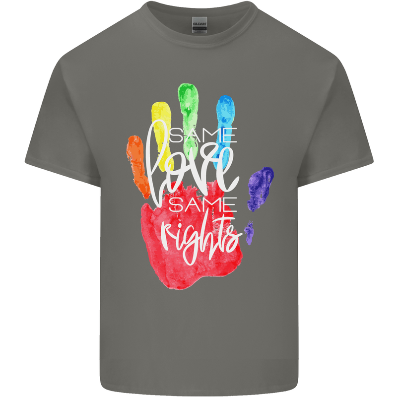LGBT Same Love Same Rights Gay Pride Day Mens Cotton T-Shirt Tee Top Charcoal