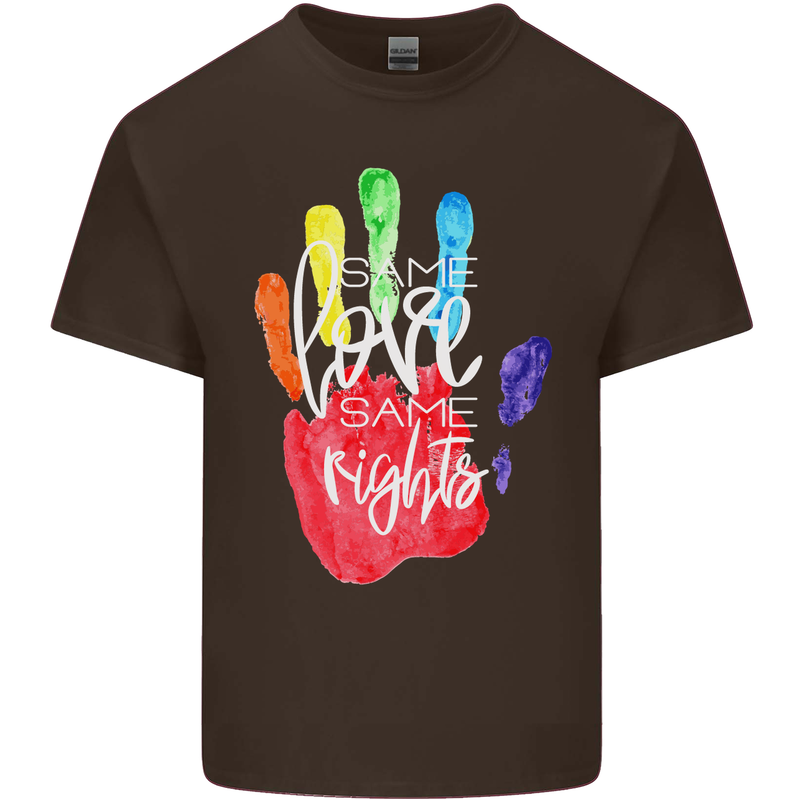 LGBT Same Love Same Rights Gay Pride Day Mens Cotton T-Shirt Tee Top Dark Chocolate