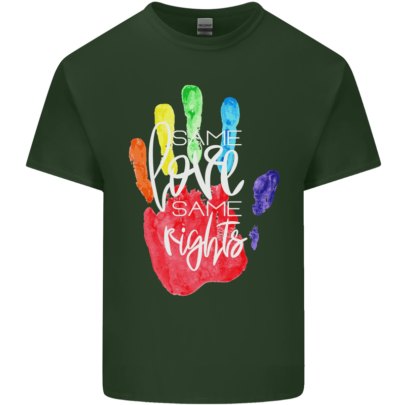 LGBT Same Love Same Rights Gay Pride Day Mens Cotton T-Shirt Tee Top Forest Green