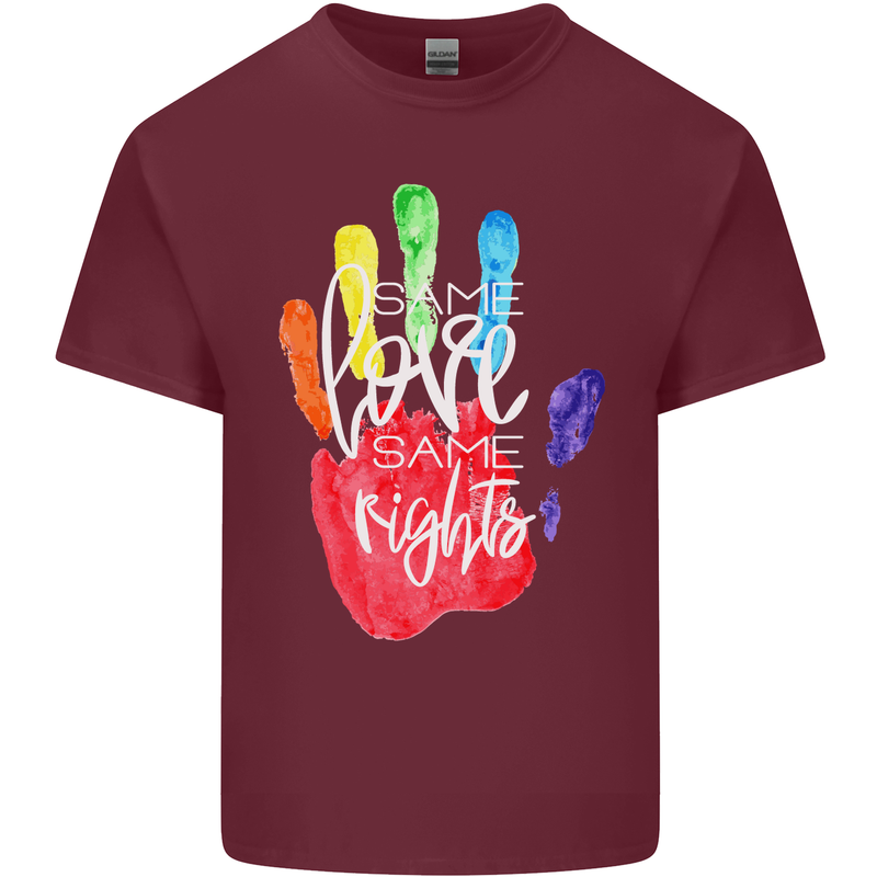 LGBT Same Love Same Rights Gay Pride Day Mens Cotton T-Shirt Tee Top Maroon