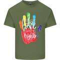 LGBT Same Love Same Rights Gay Pride Day Mens Cotton T-Shirt Tee Top Military Green