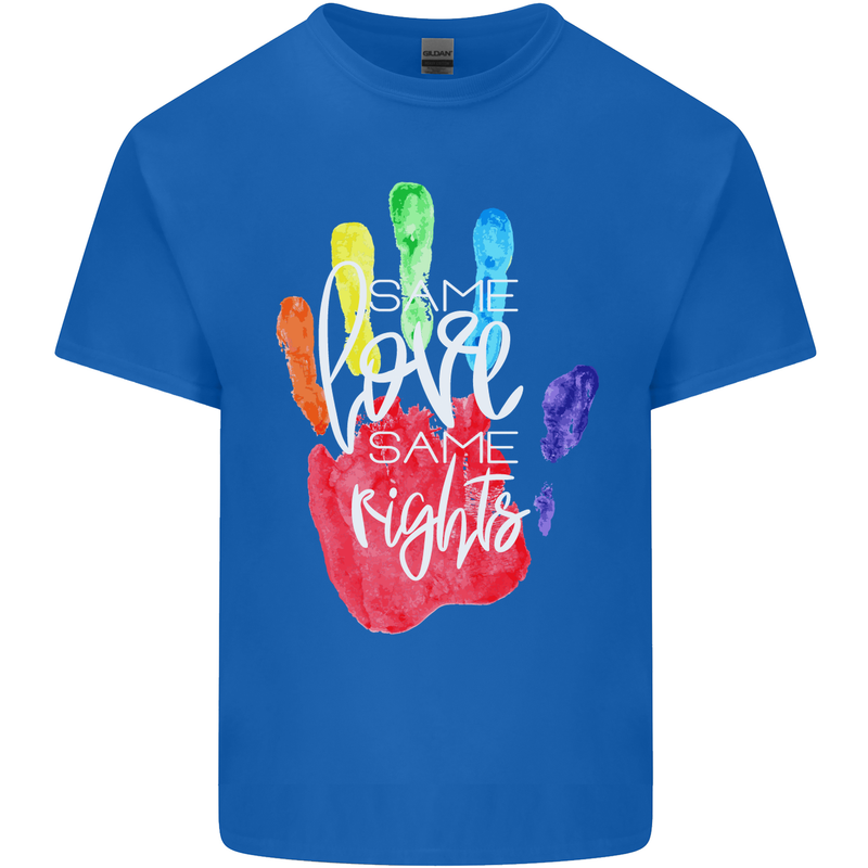 LGBT Same Love Same Rights Gay Pride Day Mens Cotton T-Shirt Tee Top Royal Blue