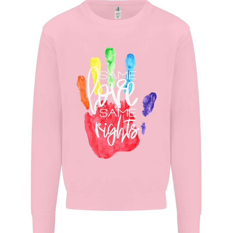 LGBT Same Love Same Rights Gay Pride Day Mens Sweatshirt Jumper Light Pink