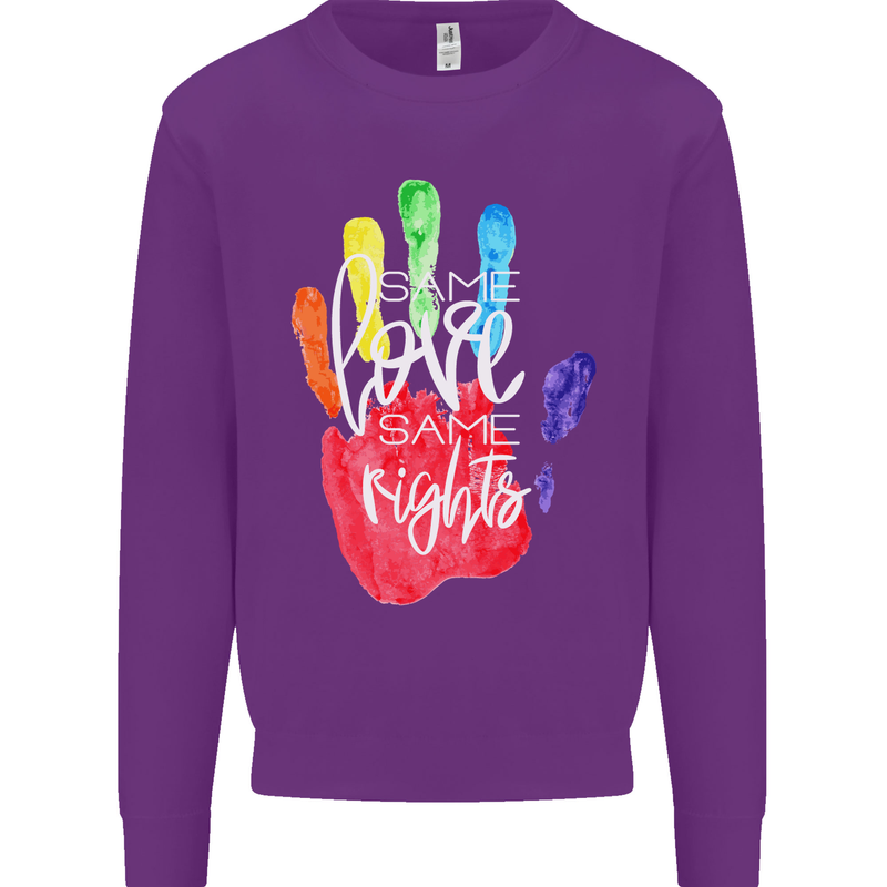 LGBT Same Love Same Rights Gay Pride Day Mens Sweatshirt Jumper Purple