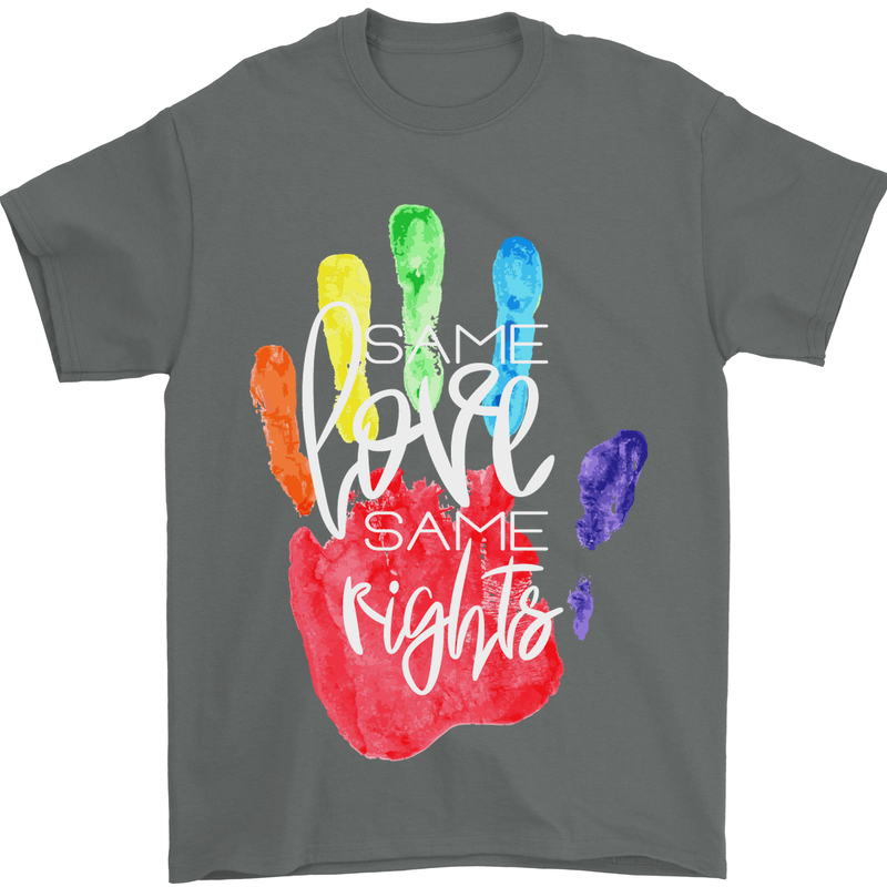 LGBT Same Love Same Rights Gay Pride Day Mens T-Shirt Cotton Gildan Charcoal