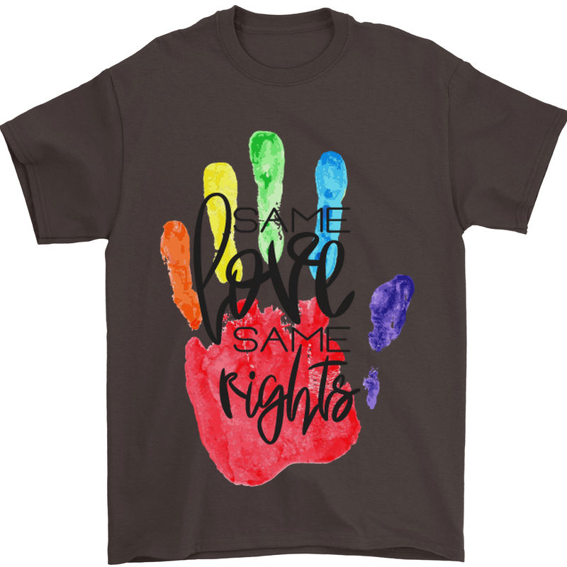 LGBT Same Love Same Rights Gay Pride Day Mens T-Shirt Cotton Gildan Dark Chocolate