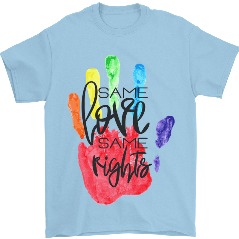 LGBT Same Love Same Rights Gay Pride Day Mens T-Shirt Cotton Gildan Light Blue