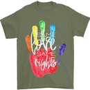 LGBT Same Love Same Rights Gay Pride Day Mens T-Shirt Cotton Gildan Military Green
