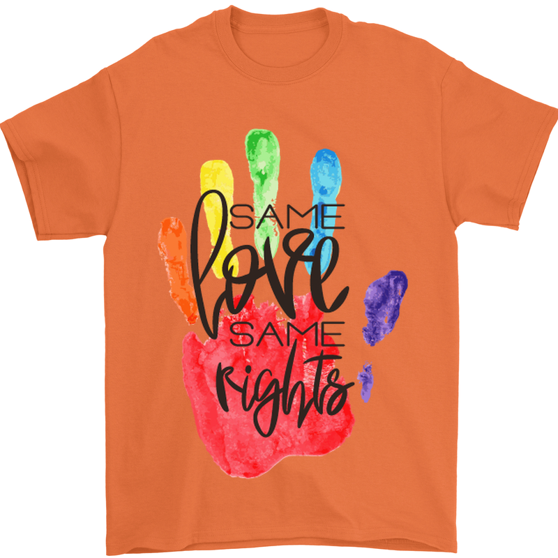 LGBT Same Love Same Rights Gay Pride Day Mens T-Shirt Cotton Gildan Orange