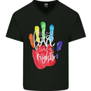 LGBT Same Love Same Rights Gay Pride Day Mens V-Neck Cotton T-Shirt Black