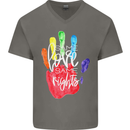 LGBT Same Love Same Rights Gay Pride Day Mens V-Neck Cotton T-Shirt Charcoal
