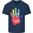 LGBT Same Love Same Rights Gay Pride Day Mens V-Neck Cotton T-Shirt Navy Blue