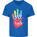 LGBT Same Love Same Rights Gay Pride Day Mens V-Neck Cotton T-Shirt Royal Blue
