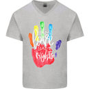 LGBT Same Love Same Rights Gay Pride Day Mens V-Neck Cotton T-Shirt Sports Grey