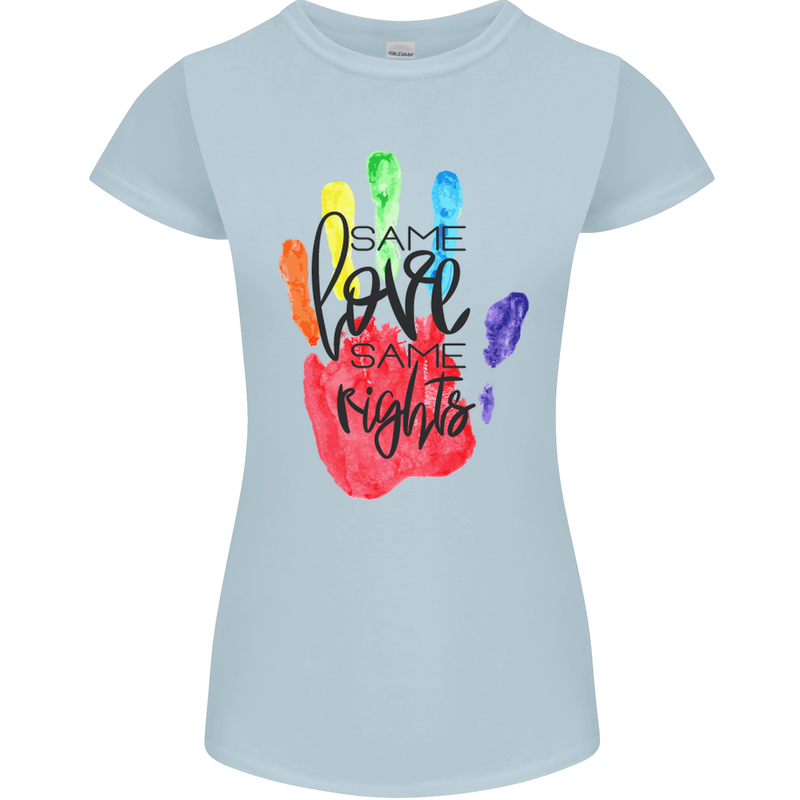 LGBT Same Love Same Rights Gay Pride Day Womens Petite Cut T-Shirt Light Blue