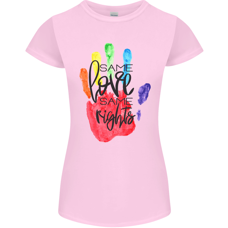 LGBT Same Love Same Rights Gay Pride Day Womens Petite Cut T-Shirt Light Pink