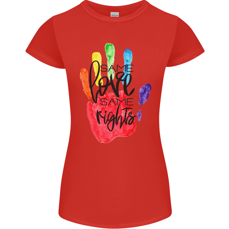 LGBT Same Love Same Rights Gay Pride Day Womens Petite Cut T-Shirt Red