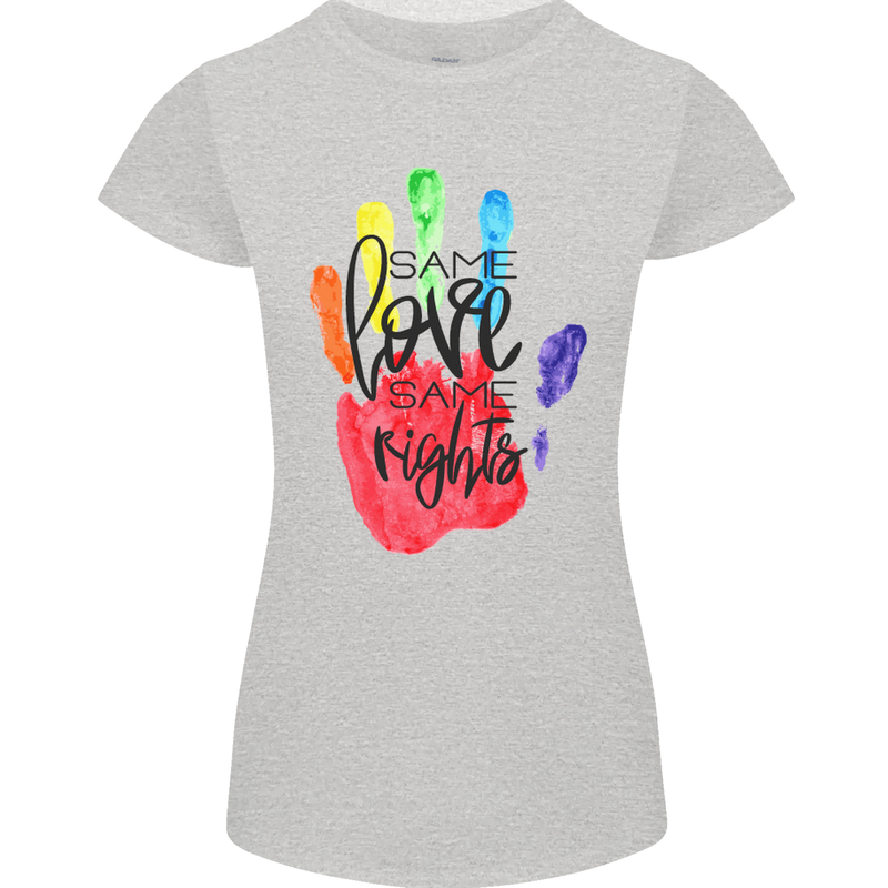 LGBT Same Love Same Rights Gay Pride Day Womens Petite Cut T-Shirt Sports Grey