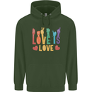LGBT Sign Language Love Is Gay Pride Day Childrens Kids Hoodie Forest Green