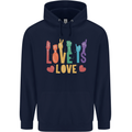 LGBT Sign Language Love Is Gay Pride Day Childrens Kids Hoodie Navy Blue