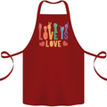 LGBT Sign Language Love Is Gay Pride Day Cotton Apron 100% Organic Maroon