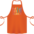 LGBT Sign Language Love Is Gay Pride Day Cotton Apron 100% Organic Orange
