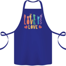 LGBT Sign Language Love Is Gay Pride Day Cotton Apron 100% Organic Royal Blue
