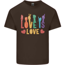 LGBT Sign Language Love Is Gay Pride Day Kids T-Shirt Childrens Chocolate
