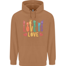 LGBT Sign Language Love Is Gay Pride Day Mens 80% Cotton Hoodie Caramel Latte