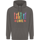 LGBT Sign Language Love Is Gay Pride Day Mens 80% Cotton Hoodie Charcoal
