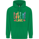 LGBT Sign Language Love Is Gay Pride Day Mens 80% Cotton Hoodie Irish Green