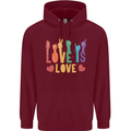LGBT Sign Language Love Is Gay Pride Day Mens 80% Cotton Hoodie Maroon