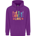 LGBT Sign Language Love Is Gay Pride Day Mens 80% Cotton Hoodie Purple