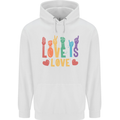 LGBT Sign Language Love Is Gay Pride Day Mens 80% Cotton Hoodie White