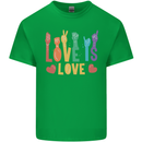 LGBT Sign Language Love Is Gay Pride Day Mens Cotton T-Shirt Tee Top Irish Green